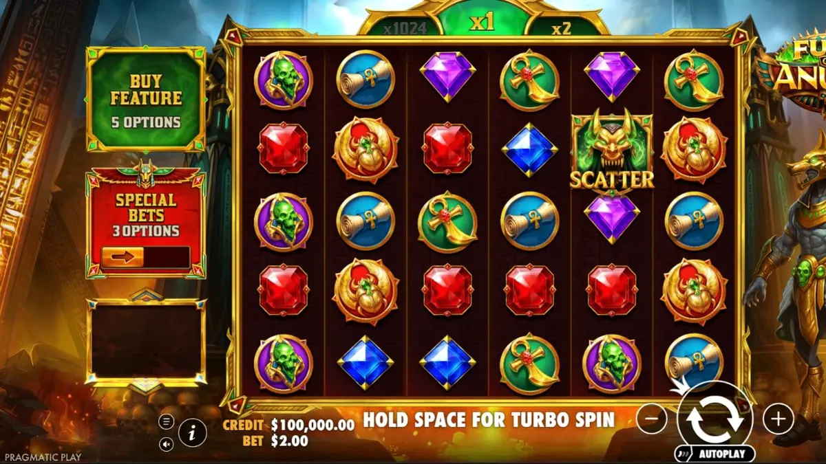 Fury of Anubis سلاٹ گیم کا مرکزی کردار اور تاریک مصری پس منظر